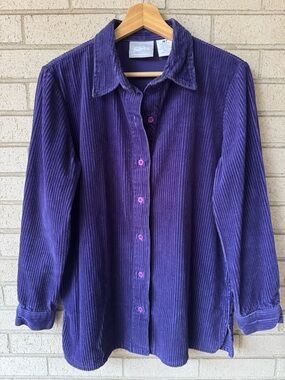 Vintage Blair Purple Corduroy Button Down Shirt | Soft Grunge Indie | Medium